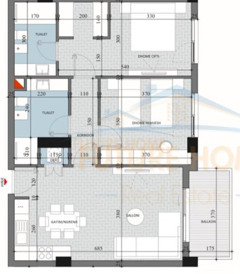 For sale, Apartment 2+1+2, Paskuqan "Diellon Residence", Tirana.