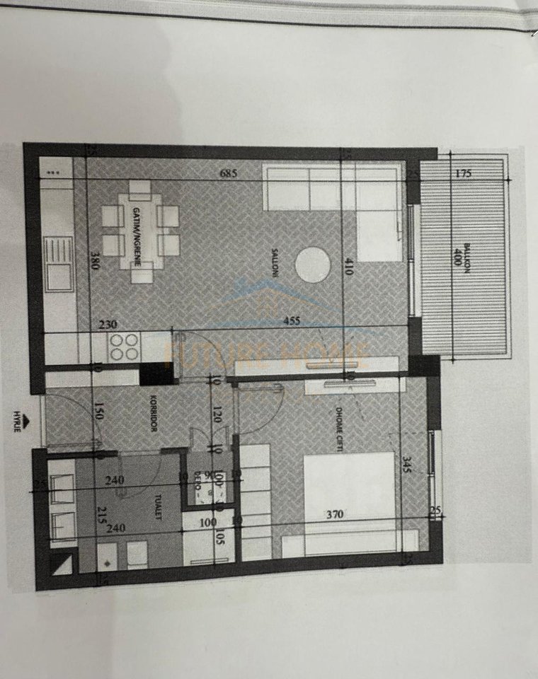 Shitet Apartament 1+1, Kompleksi “Diellon”, Paskuqan, Tirane