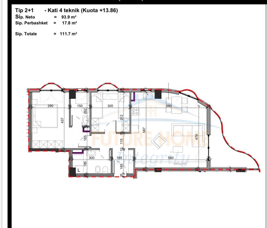 Shitet, Apartament 2+1+2 Kompleksi Aluna, Tiranë.
