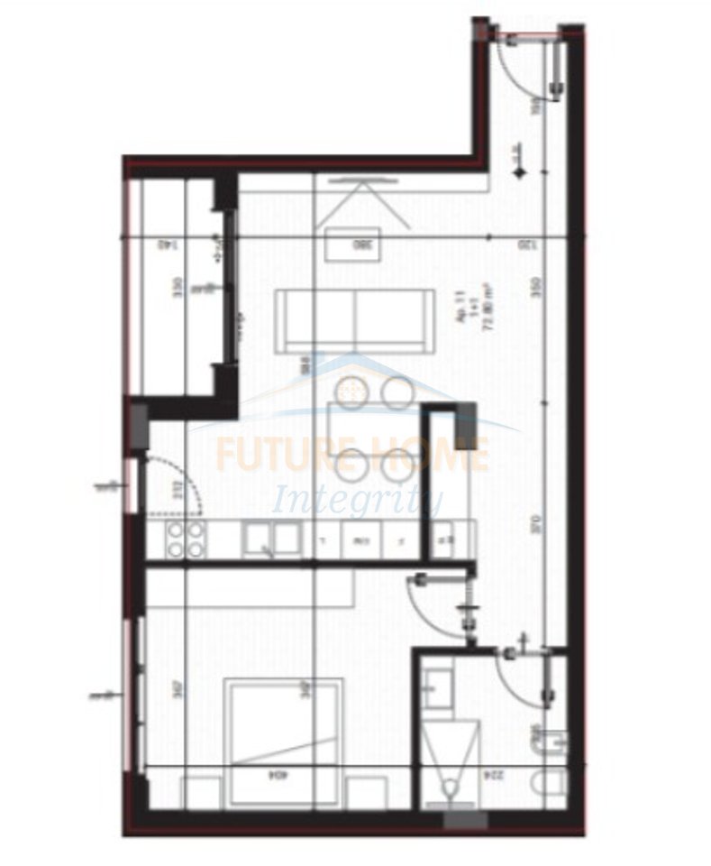 For sale, Apartment 1+1, Park Houses Residence, Tirana.
