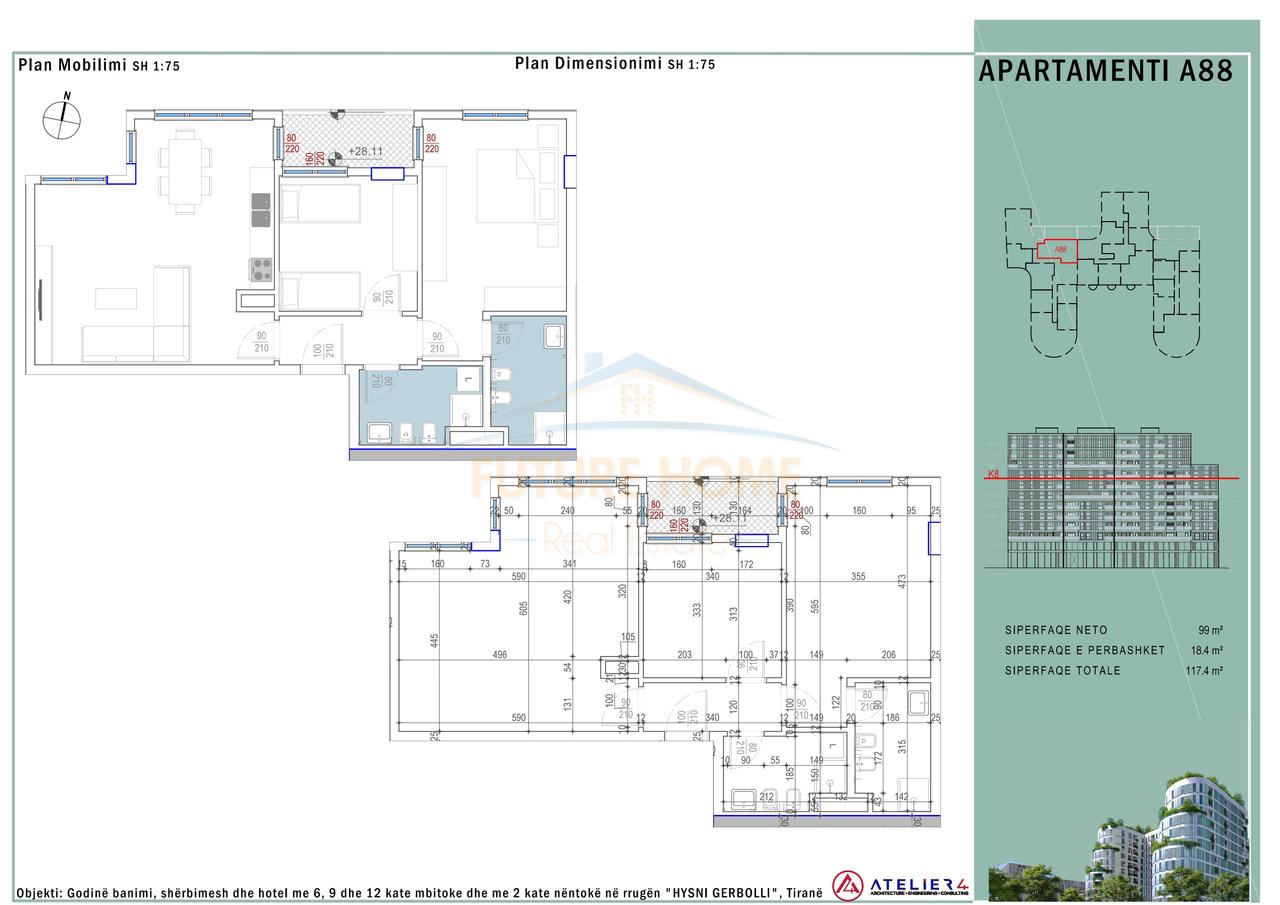 Appartamento in Affitto 2+1+2+Posto Auto, S-Block Living, Zogu i Zi