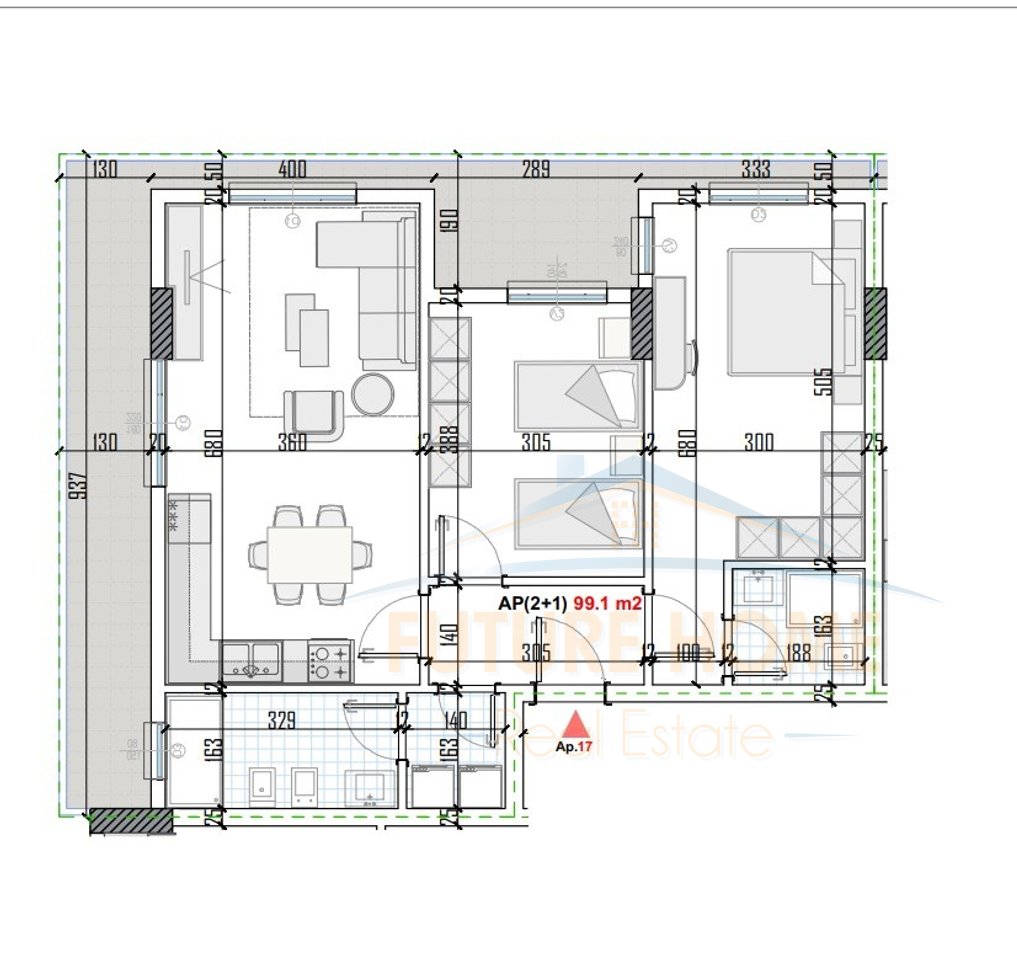 Shitet, Apartament 2+1+2, Residence ''Green'', Kamez.
