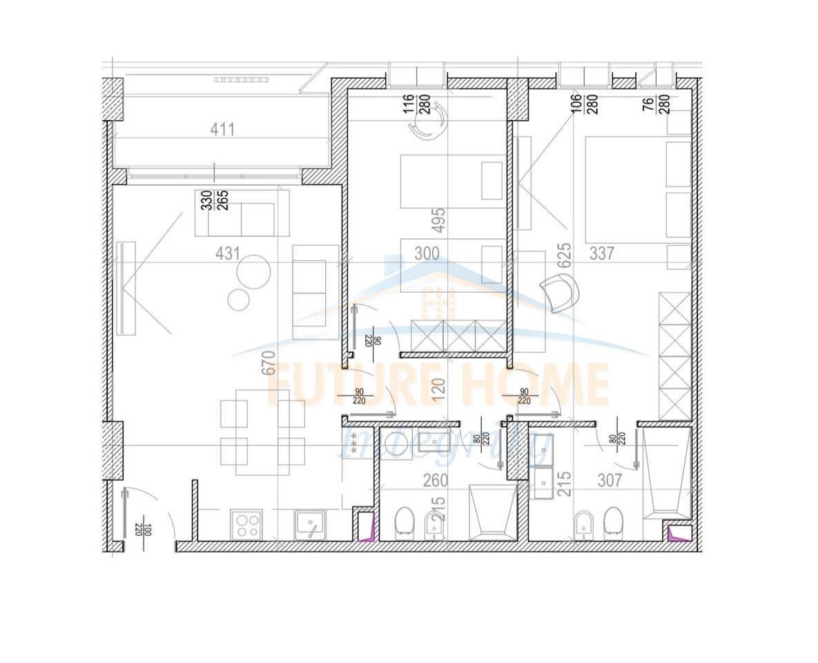 Shitet, Apartament 2+1+2, Riverside Residence, Tiranë.