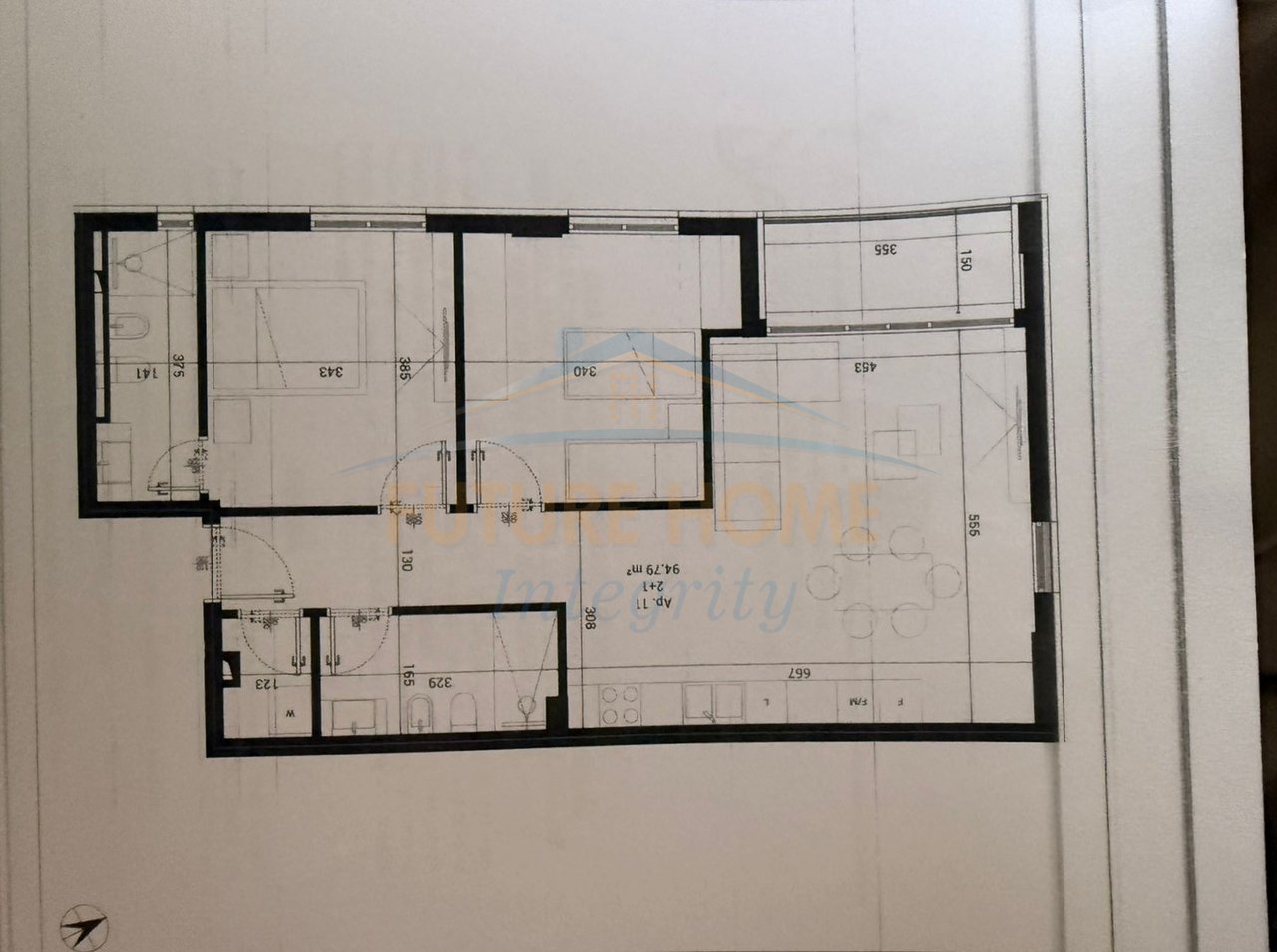For sale, Apartment 2+1+2, Park Houses Residence, Tirana.