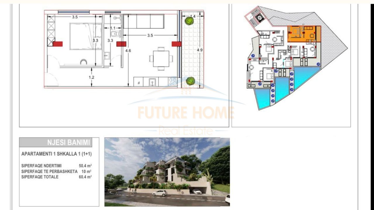 For sale, Apartment 1+1, Rradhima Residence, Vlorë.