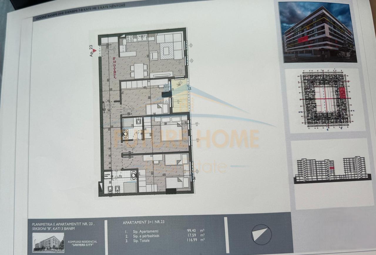 Shitet, Apartament 3+1+2 + Post Parkimi, Univers City , QTU