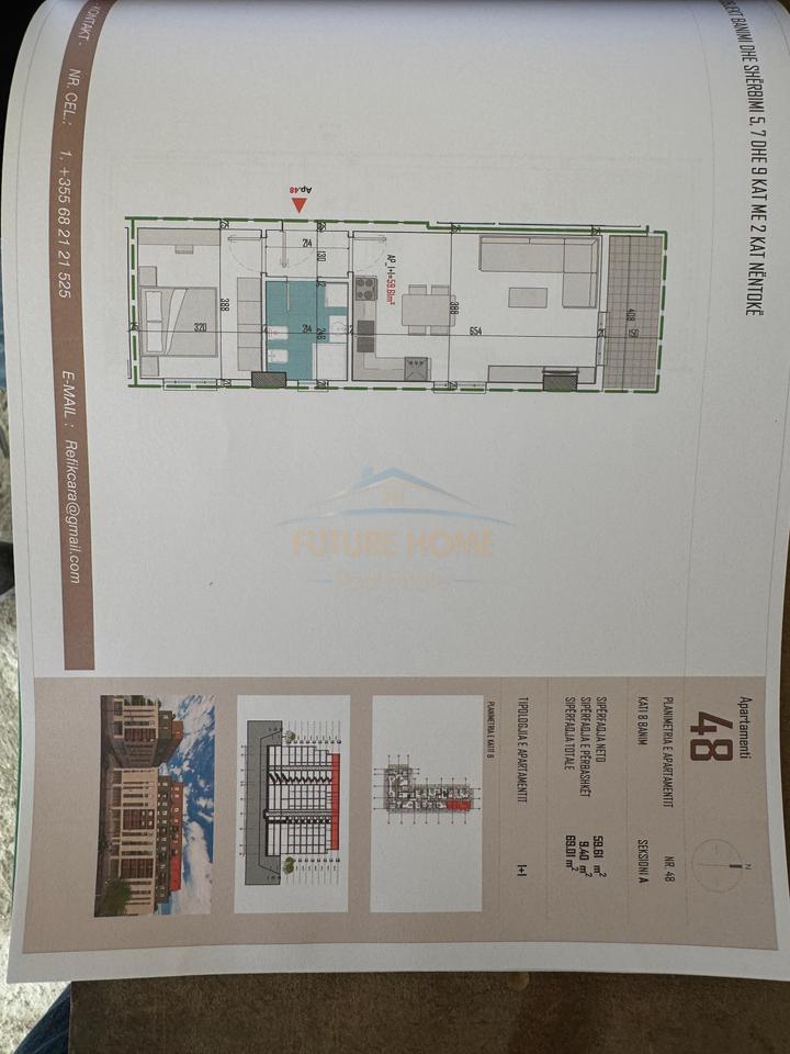 Shitet, Apartament 1+1,Kamëz, Tiranë.