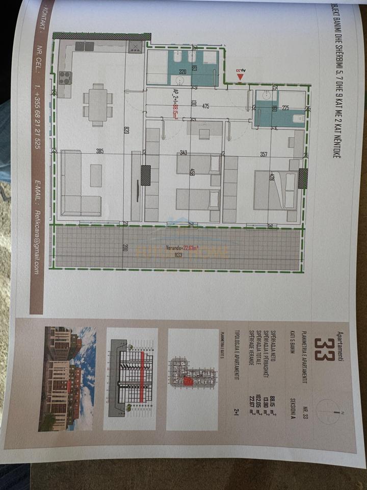 Shitet, Apartament 2+1+2, Kamëz, Tiranë.