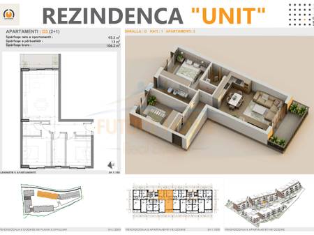 Shitet, Apartament 2+1+2, UNIT RESIDENCE, TEG