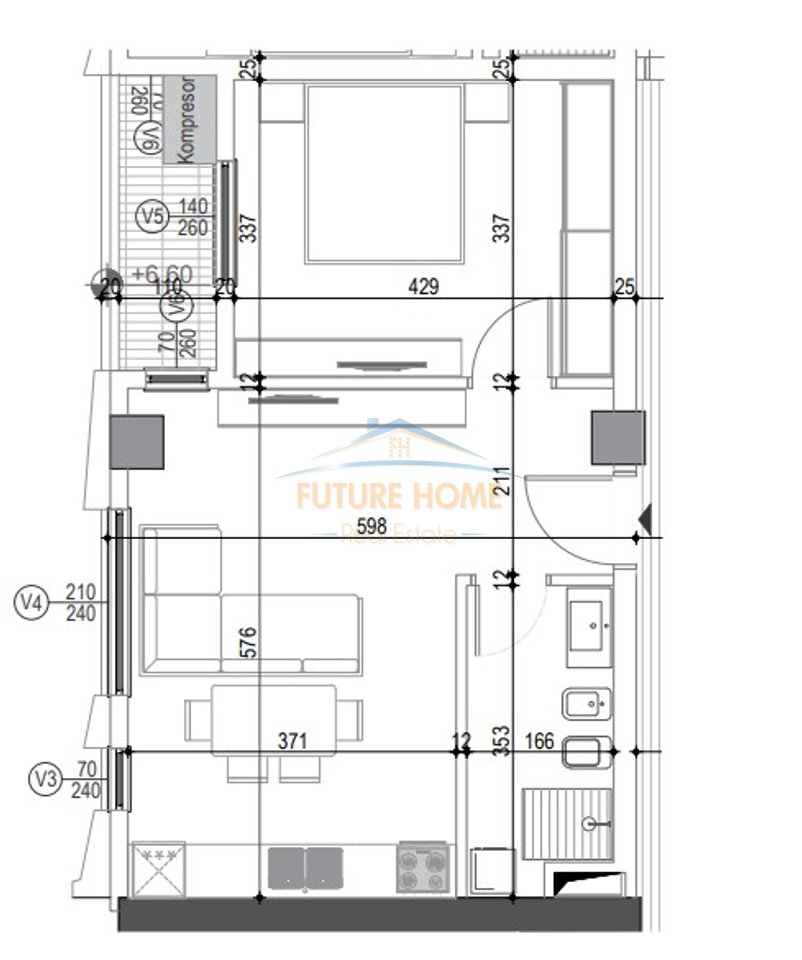For sale, 1+1 Apartment, Paris Commune, Tirana.