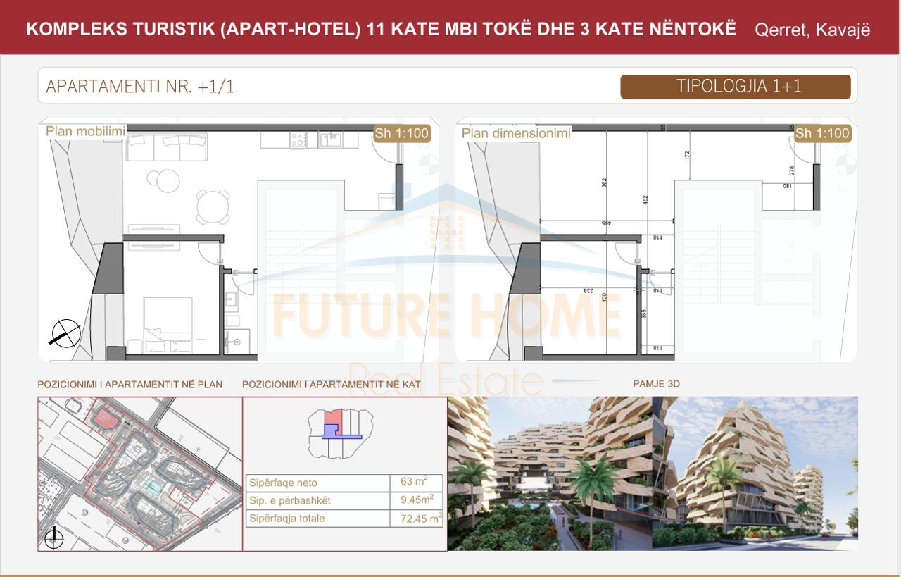 Shitet, Apartament 1+1, Rezidenca "Seastra", Qerret, Kavajë