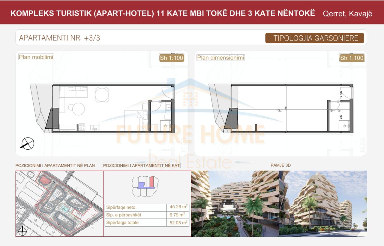 For sale, Studio apartment, Residence "Seastra", Qerret, Kavajë