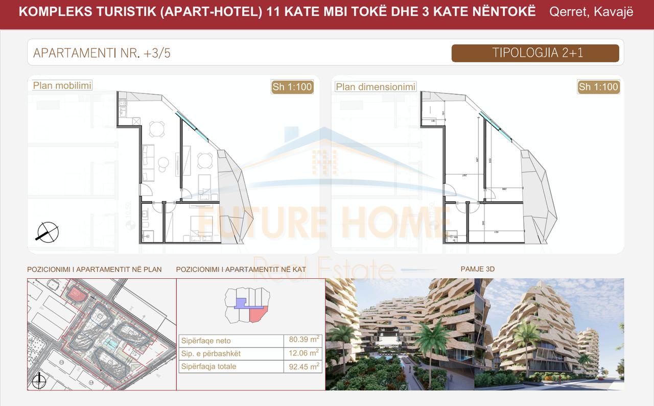 Shitet, Apartament 2+1, Rezidenca "Seastra", Qerret, Kavajë