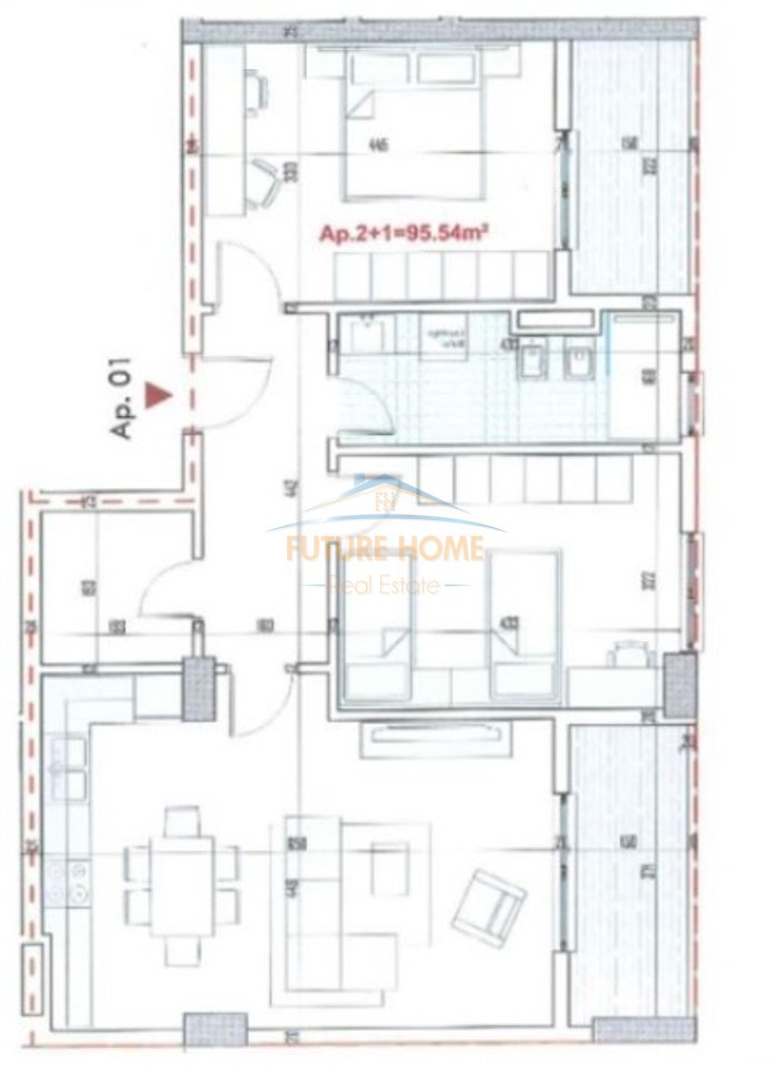 Shitet, Apartament 2+1, Ringside Rezidencë, Paskuqan.