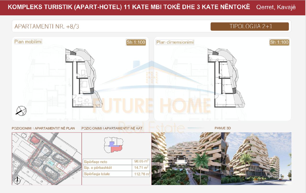 Shitet, Apartament 2+1, Rezidenca "Seastra", Qerret, Kavajë