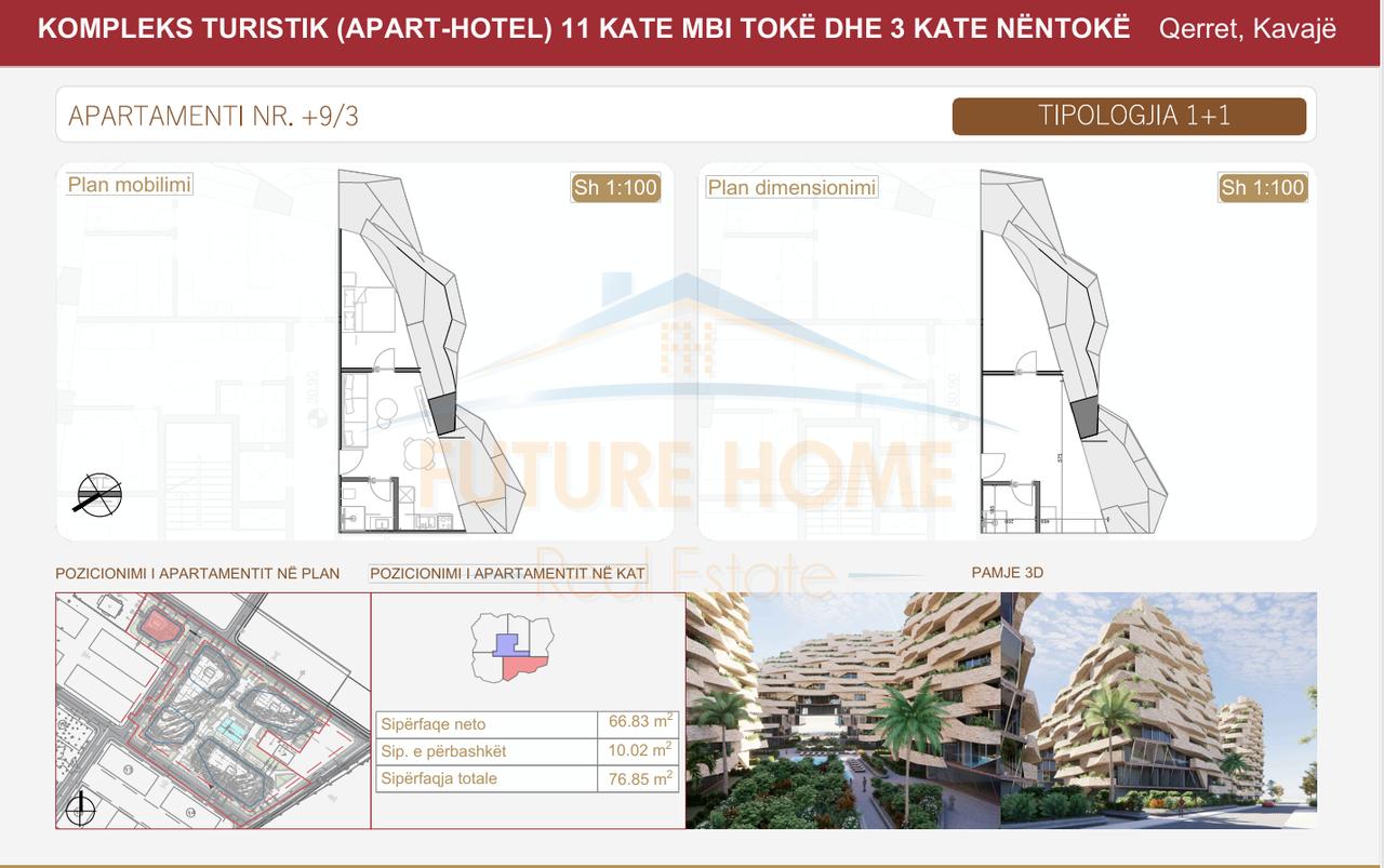 Shitet, Apartament 1+1, Rezidenca "Seastra", Qerret, Kavajë