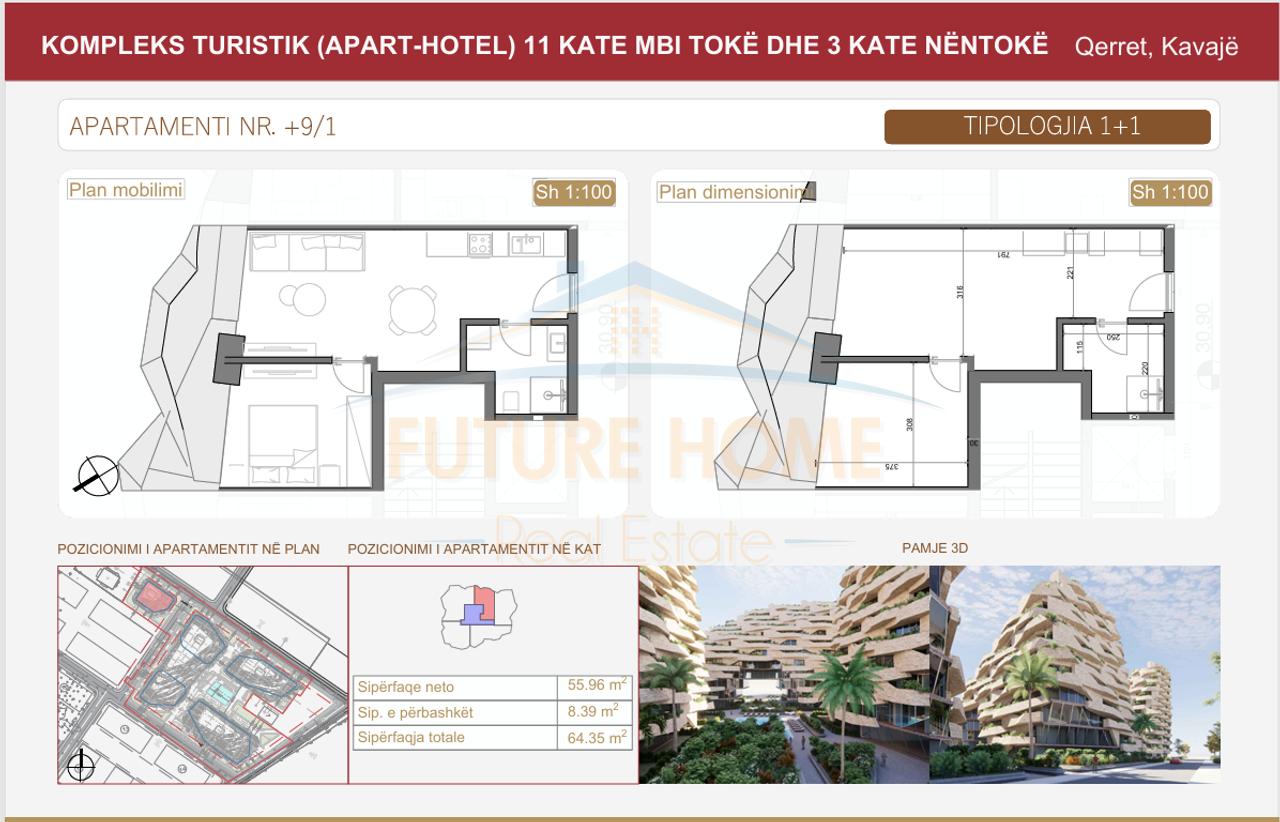 Shitet, Apartament 1+1, Rezidenca "Seastra", Qerret, Kavajë