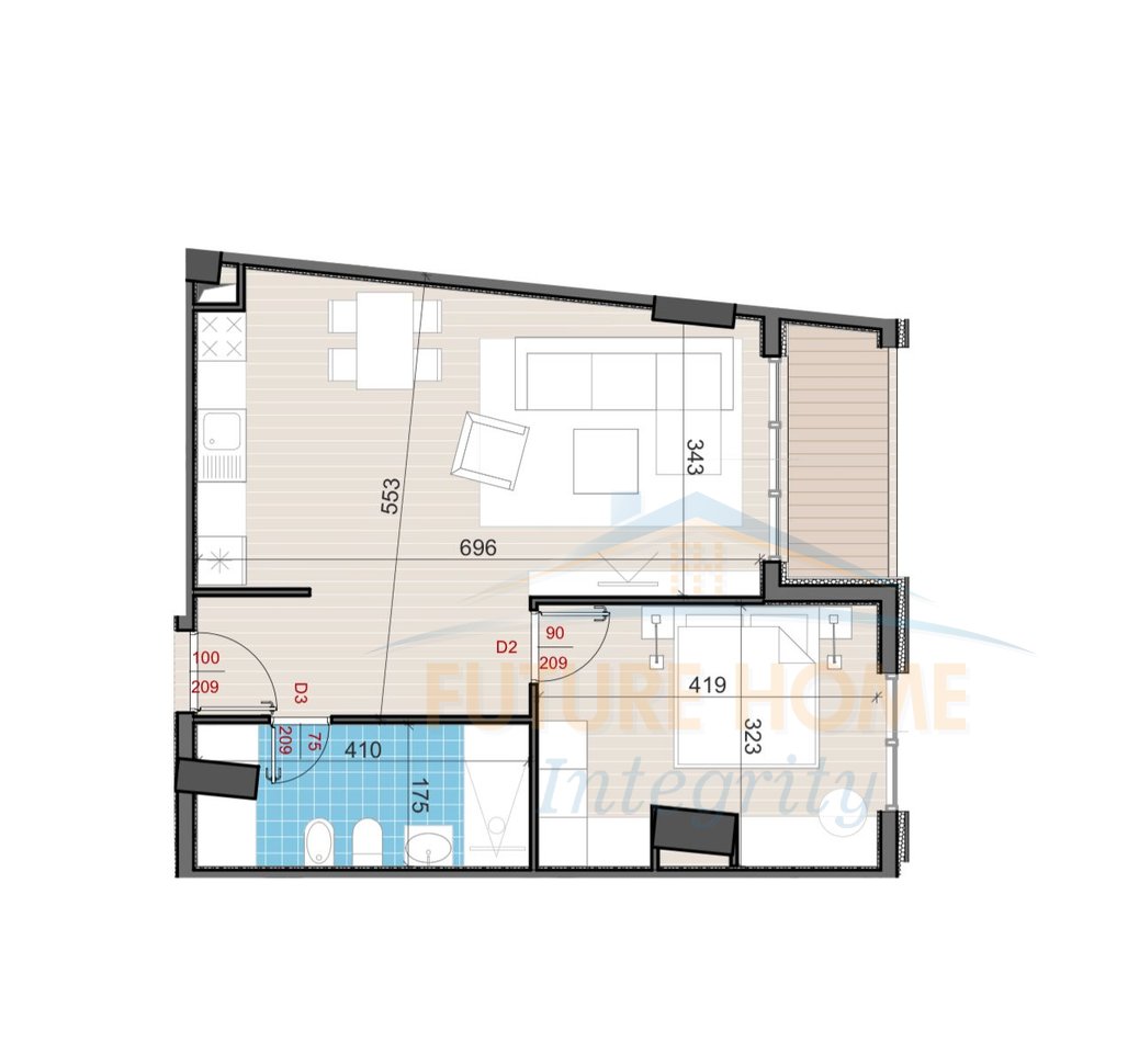 For sale, 1+1 Apartment, Golden Gate Complex, Tirana.