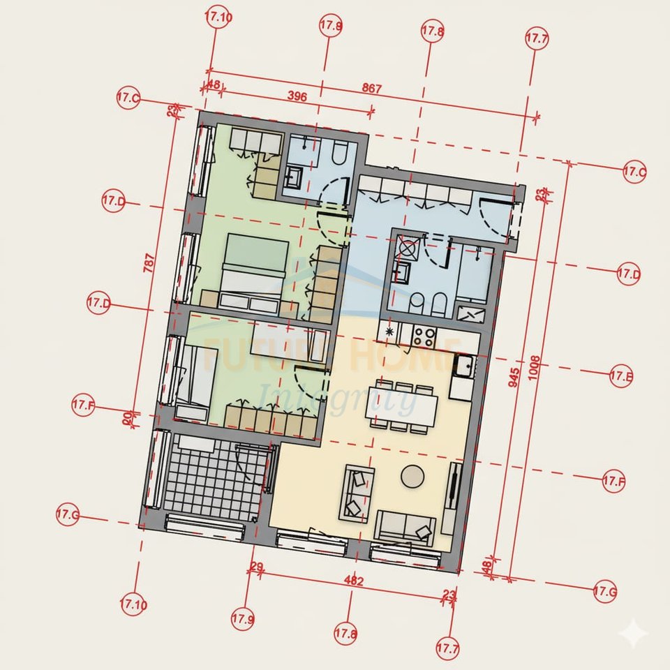 Shitet, Apartament 2+1+2, Kompleksi Mangalem, Tiranë.
