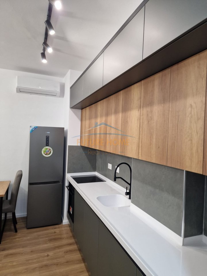 For rent, 1+1 apartment with parking space in Kadiu Residence, Alidemi, Tirana.