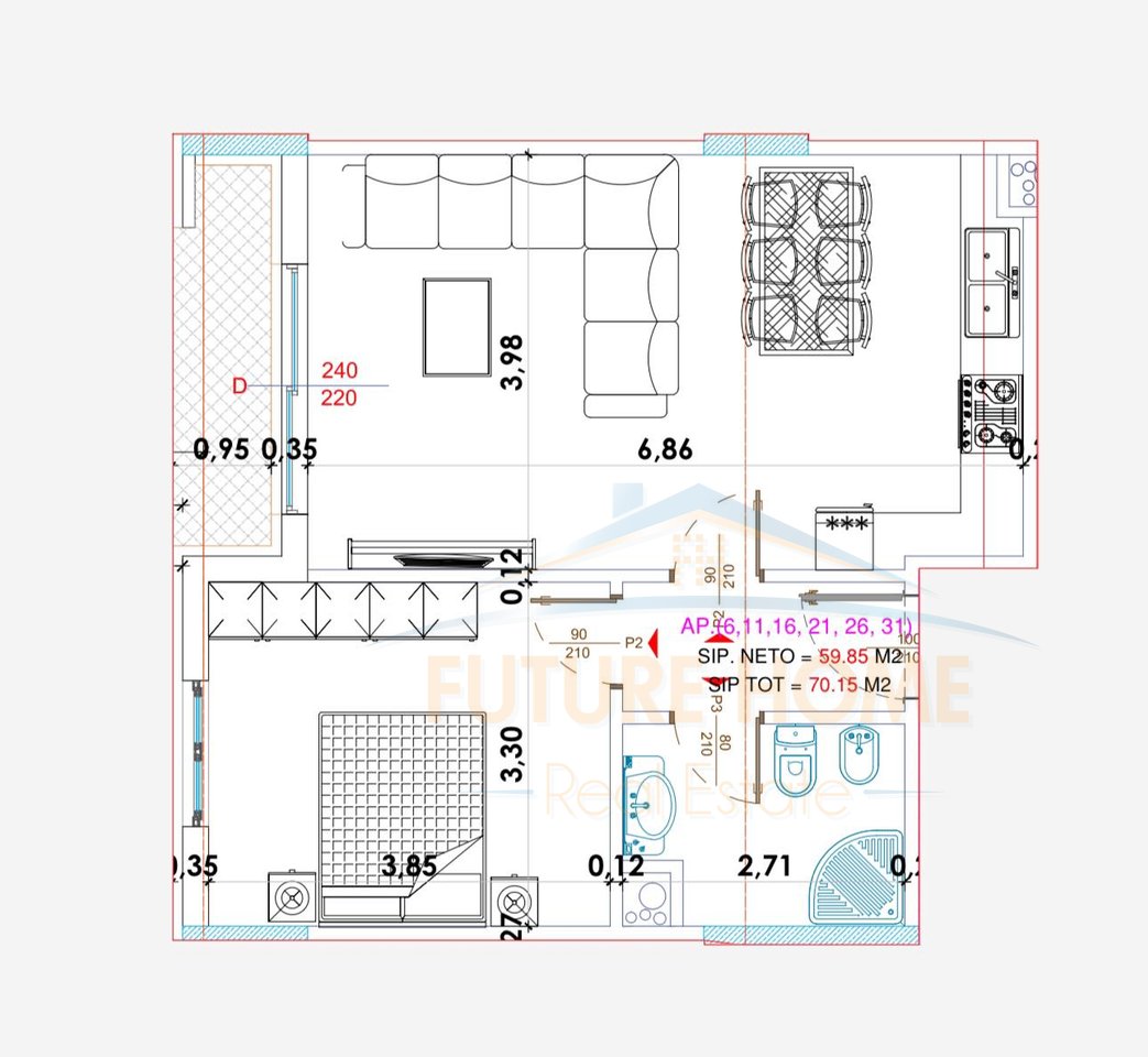 Shitet, Apartament 1+1, Yzberisht