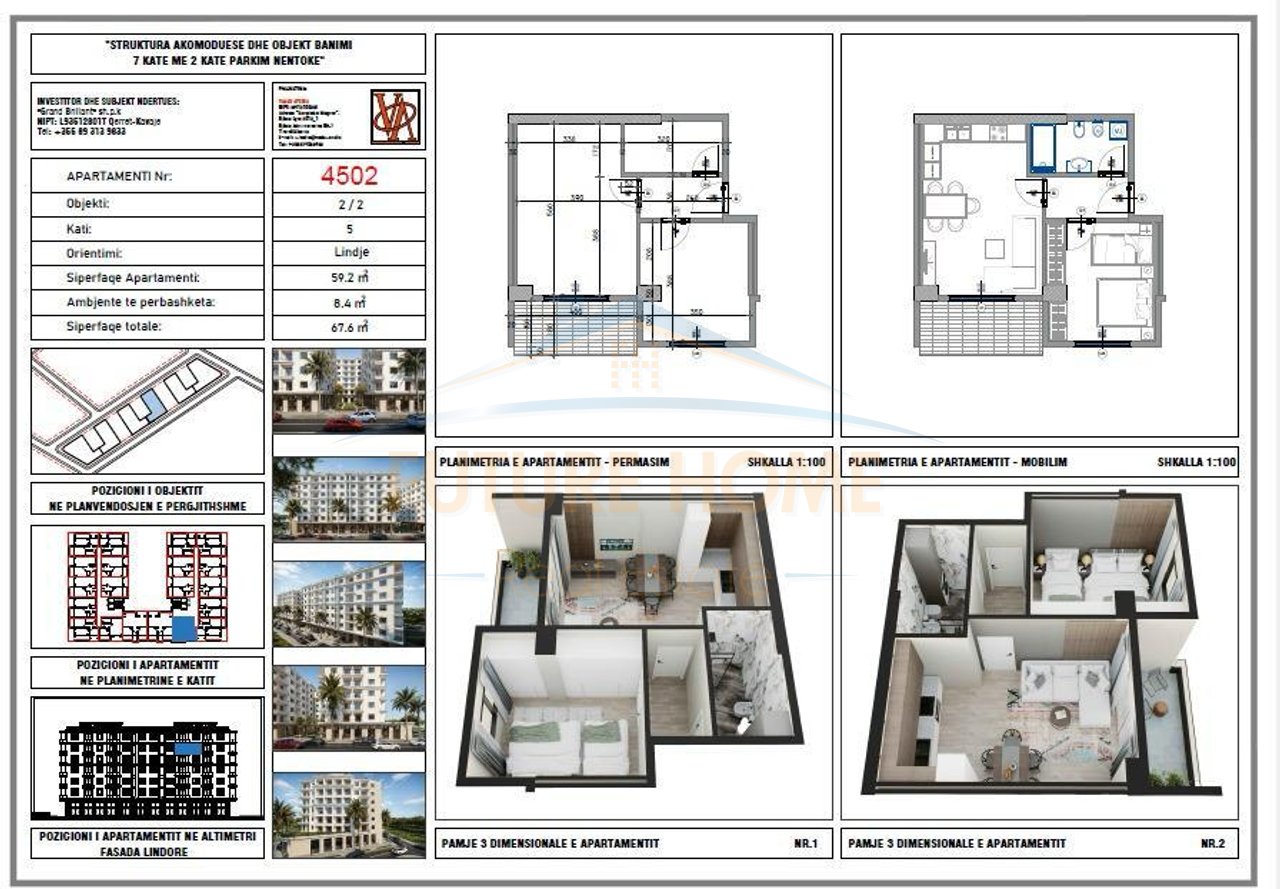 Shitet, Apartament 1+1, Rezidenca "Blue Horizon", Qerret, Kavaje