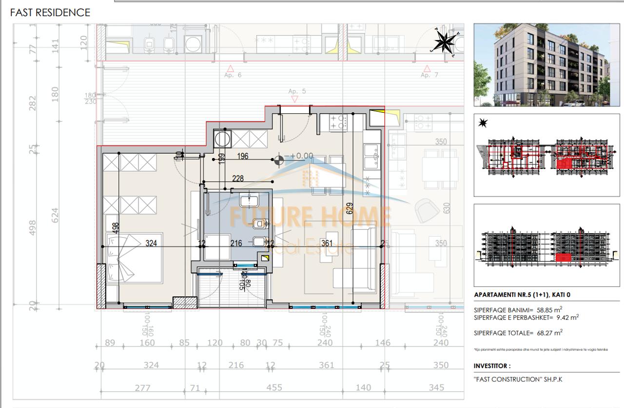 Shitet, Apartament 1+1, Fast Residence, Paskuqan, Tiranë
