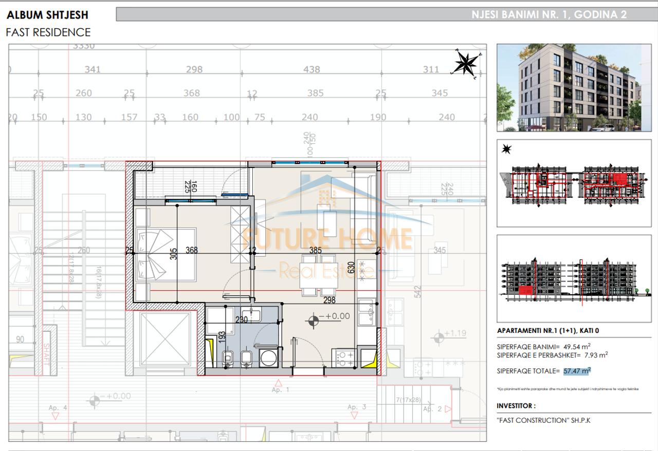 Shitet, Apartament 1+1, Fast Residence, Paskuqan, Tiranë