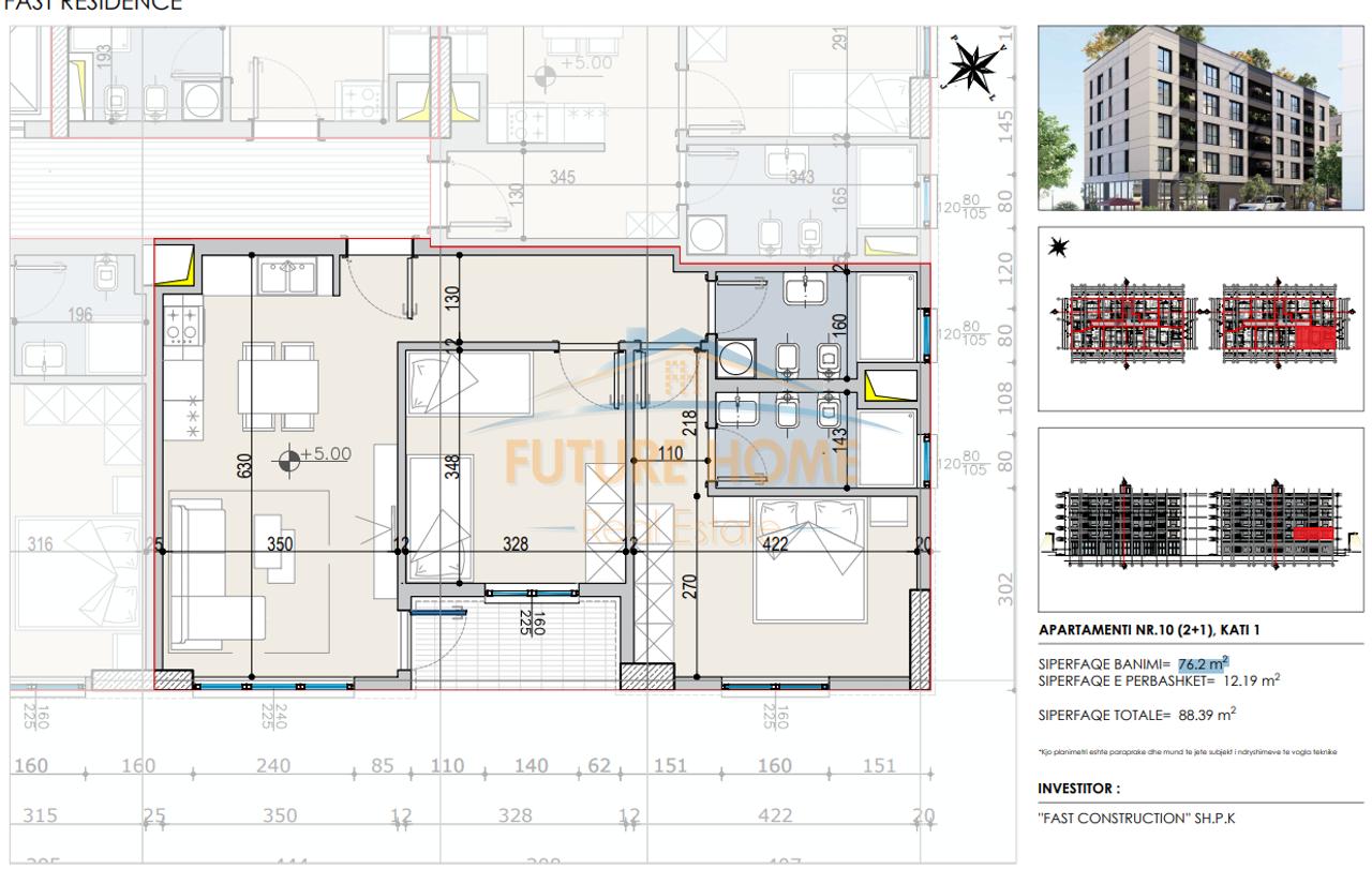 Shitet, Apartament 2+1, Fast Residence, Paskuqan, Tiranë