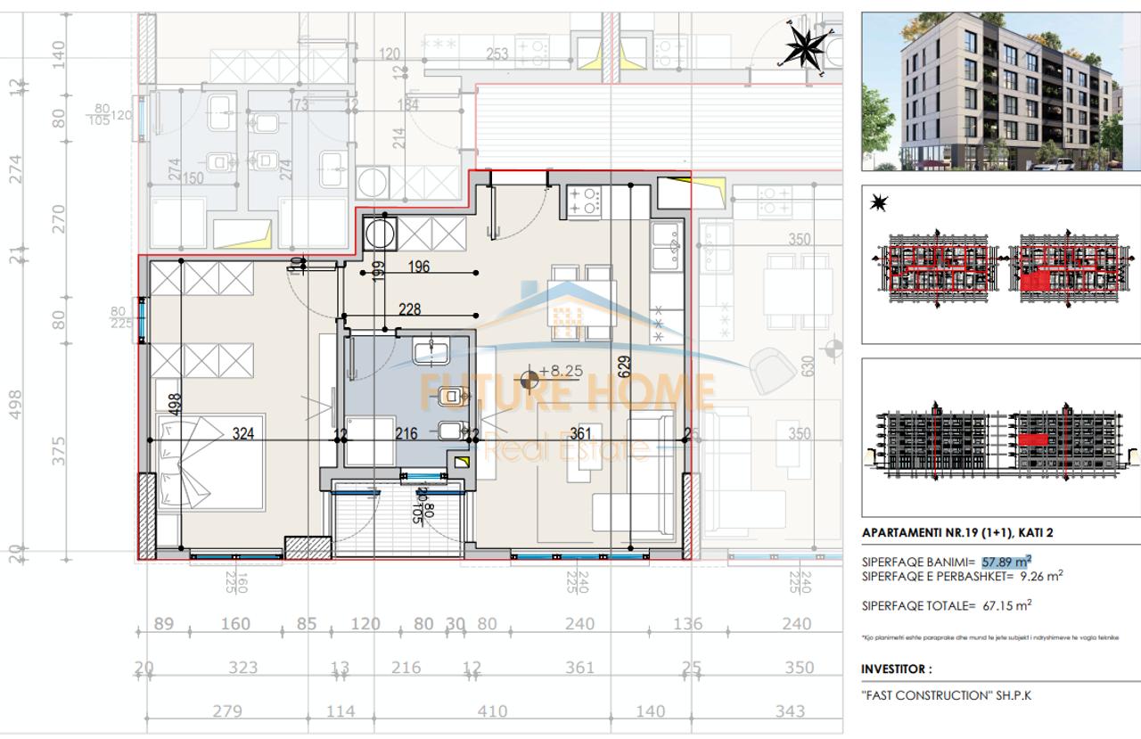 For sale, Apartment 1+1, Fast Residence, Paskuqan, Tirana
