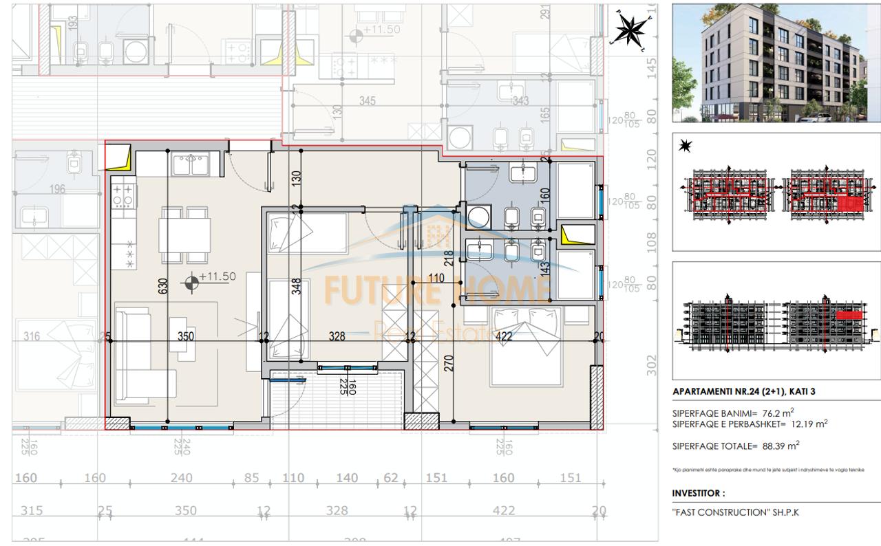 Shitet, Apartament 2+1, Fast Residence, Paskuqan, Tiranë