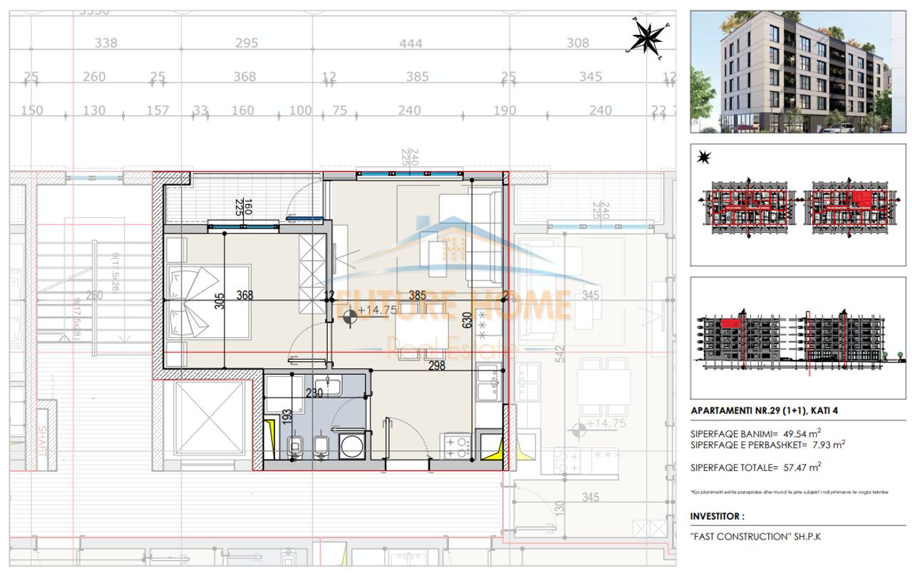 Shitet, Apartament 1+1, Fast Residence, Paskuqan, Tiranë