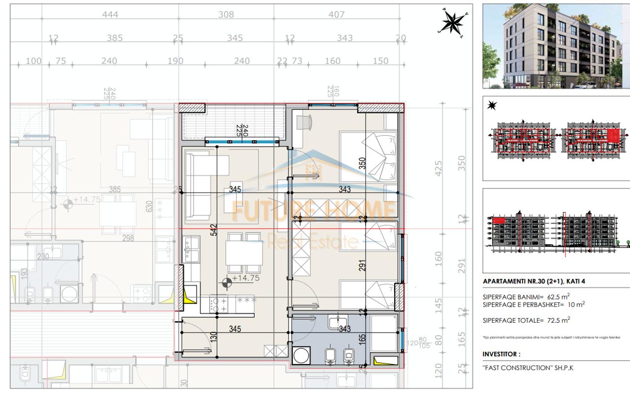Shitet, Apartament 2+1, Fast Residence, Paskuqan, Tiranë