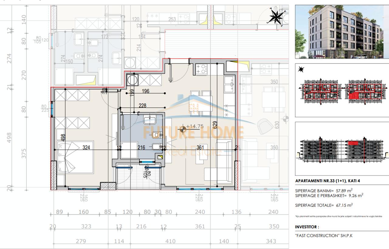 For sale, Apartment 1+1, Fast Residence, Paskuqan, Tirana