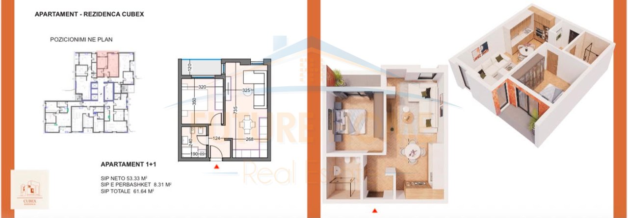 Apartment 1+1 for sale,Cubex Residence,Kavaja Street