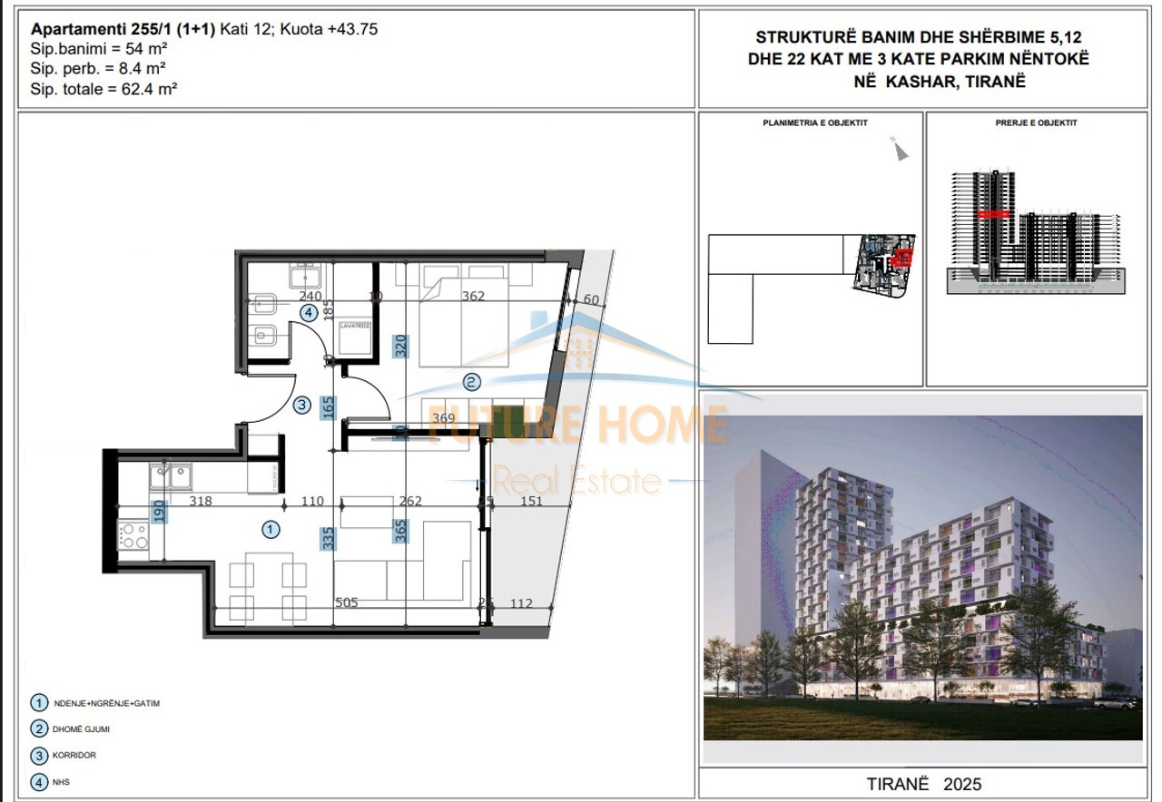 Shitet, Apartament 1+1, Unaza e Re, Tirane.