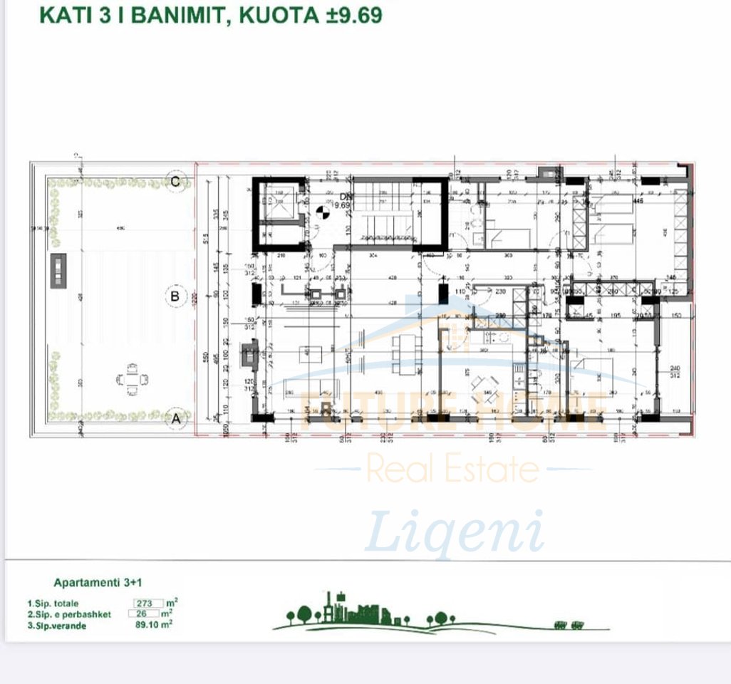 For sale, Penthouse 3+1+ 3 Parking Spaces, Tulipan Residence, Tirana.
