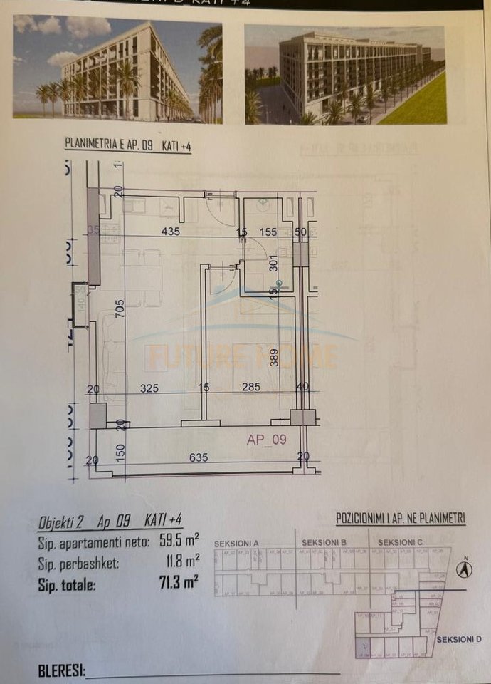 Shitet, Apartament 1+1 ,Rezidenca"Bonita", Golem, Kavajë
