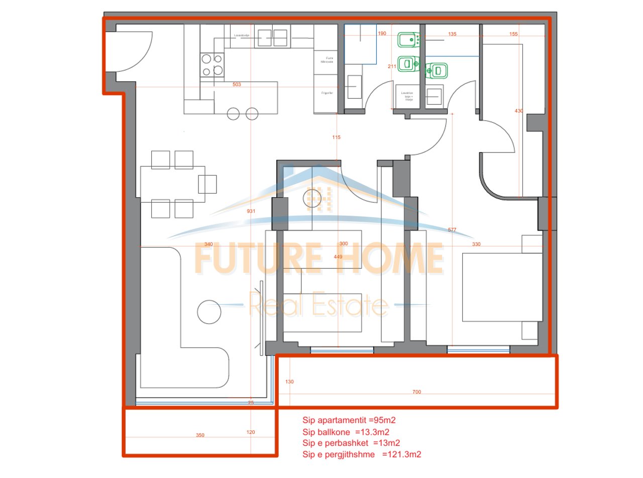 In vendita, Appartamento 2+1+2+Guardaroba, Komuna e Parisit