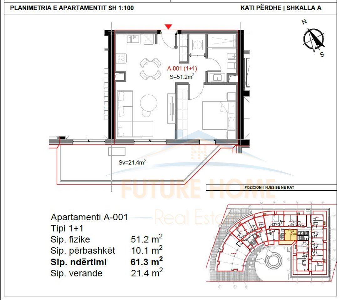 In vendita, Appartamento 1+1, Residenza "Tiktaalik", Qerret, Kavajë