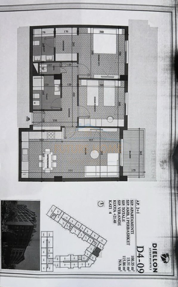 Apartment 2+1+2 for sale, "Diellon" Complex, Paskuqan, Tirana