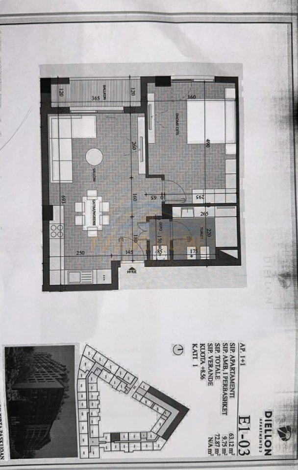 Apartment 1+1 for sale in the “Diellon” Complex, Paskuqan, Tirana