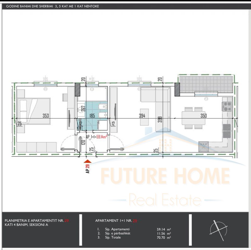 Shitet, Apartament 1+1, La VIOLA Residence, Paskuqan