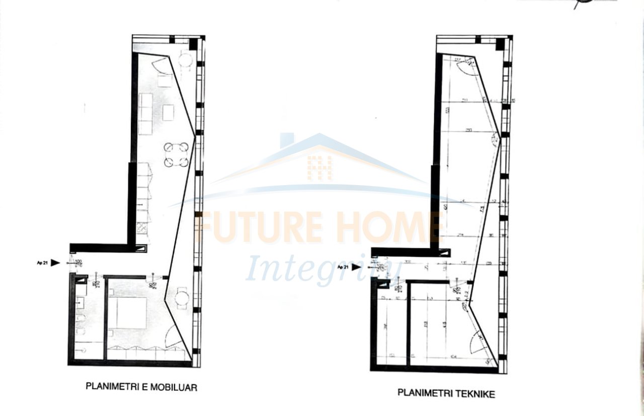 For sale, Apartment 1+1+2 Balconies, Mara Palace, Tirana.