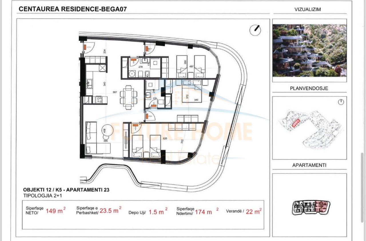 For sale, Apartment 3+1+2, Centaurea Residence, Dry Lake