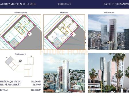 Shiten, Apartamente 2+1, Rezidenca "Durrës Tower", Durrës