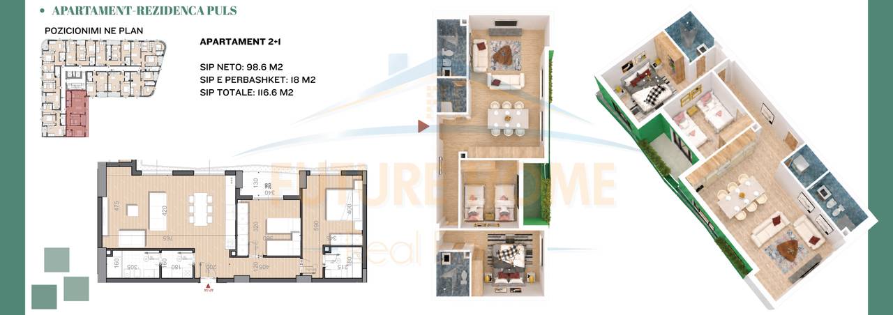 Shitet Apartament 2+1,Rezidenca Puls,Rruga e Dibres