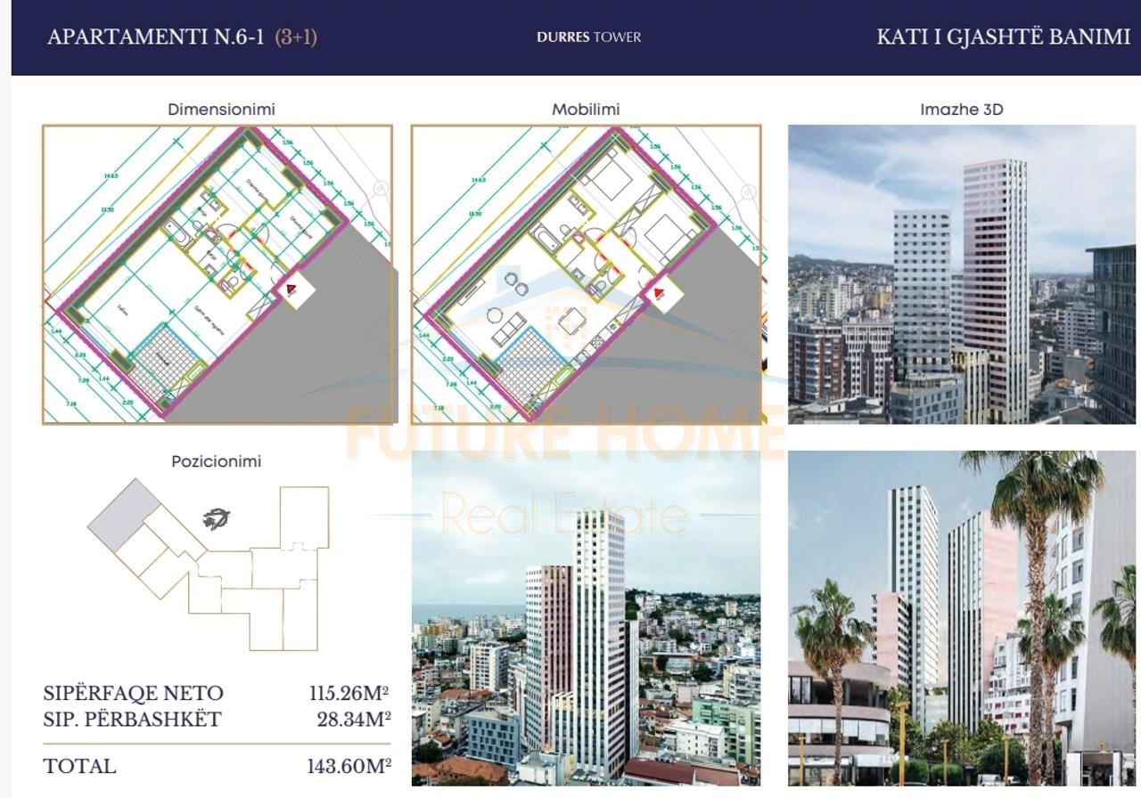 In vendita, Appartamenti 2+1+2, Residenza "Durrës Tower", Durrës