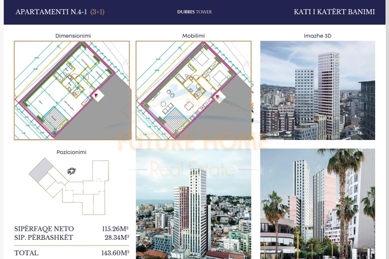 In vendita, Appartamenti 2+1+2, Residenza "Durrës Tower", Durrës