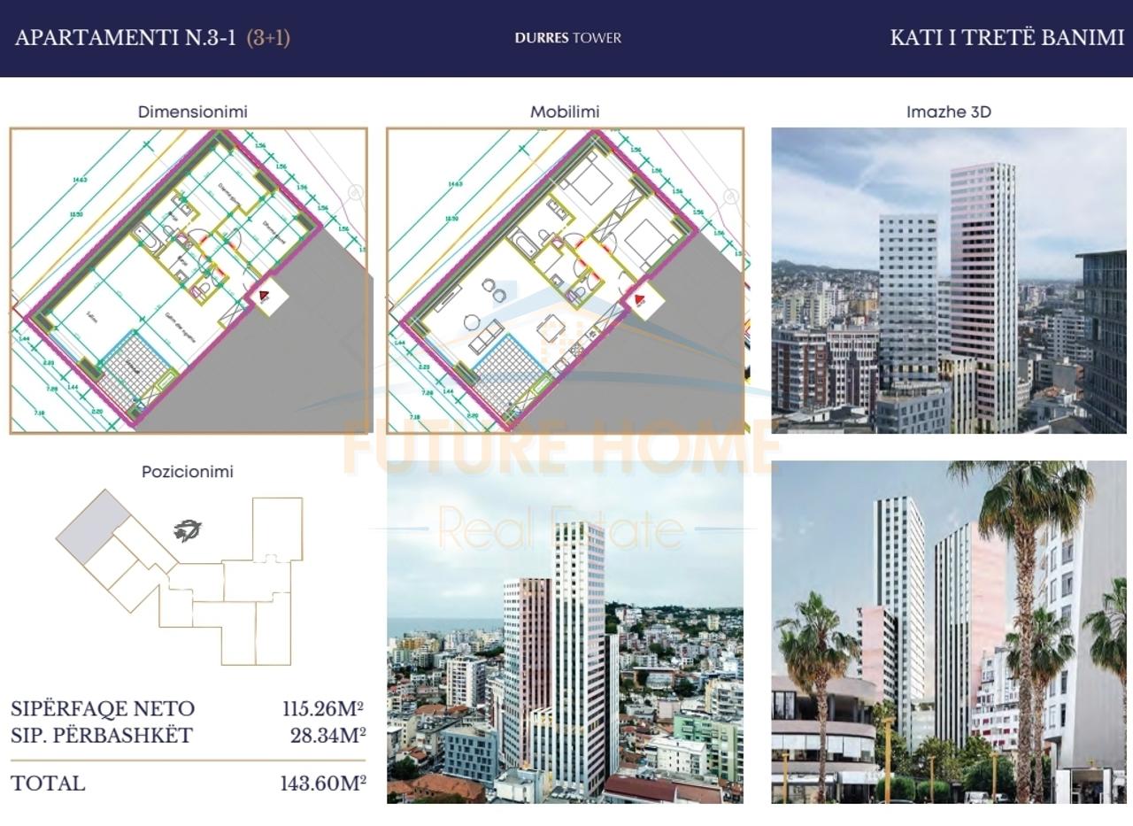 In vendita, Appartamenti 2+1+2, Residenza "Durrës Tower", Durrës